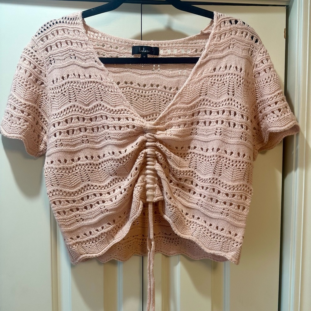Lulu's Blush Ruched Knit Sweater